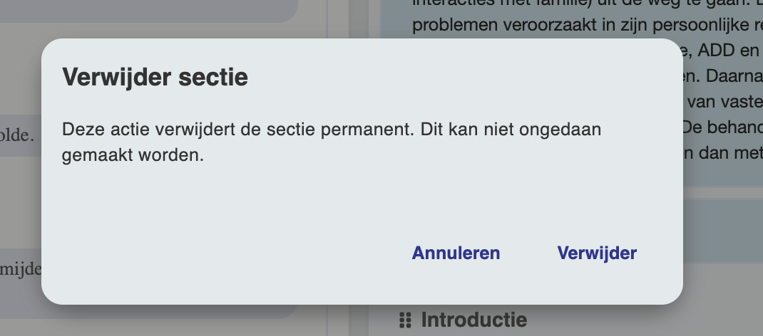 Verwijder sectie