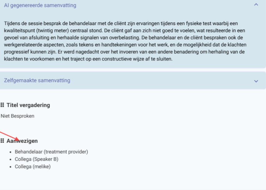 Teamoverleg overzicht