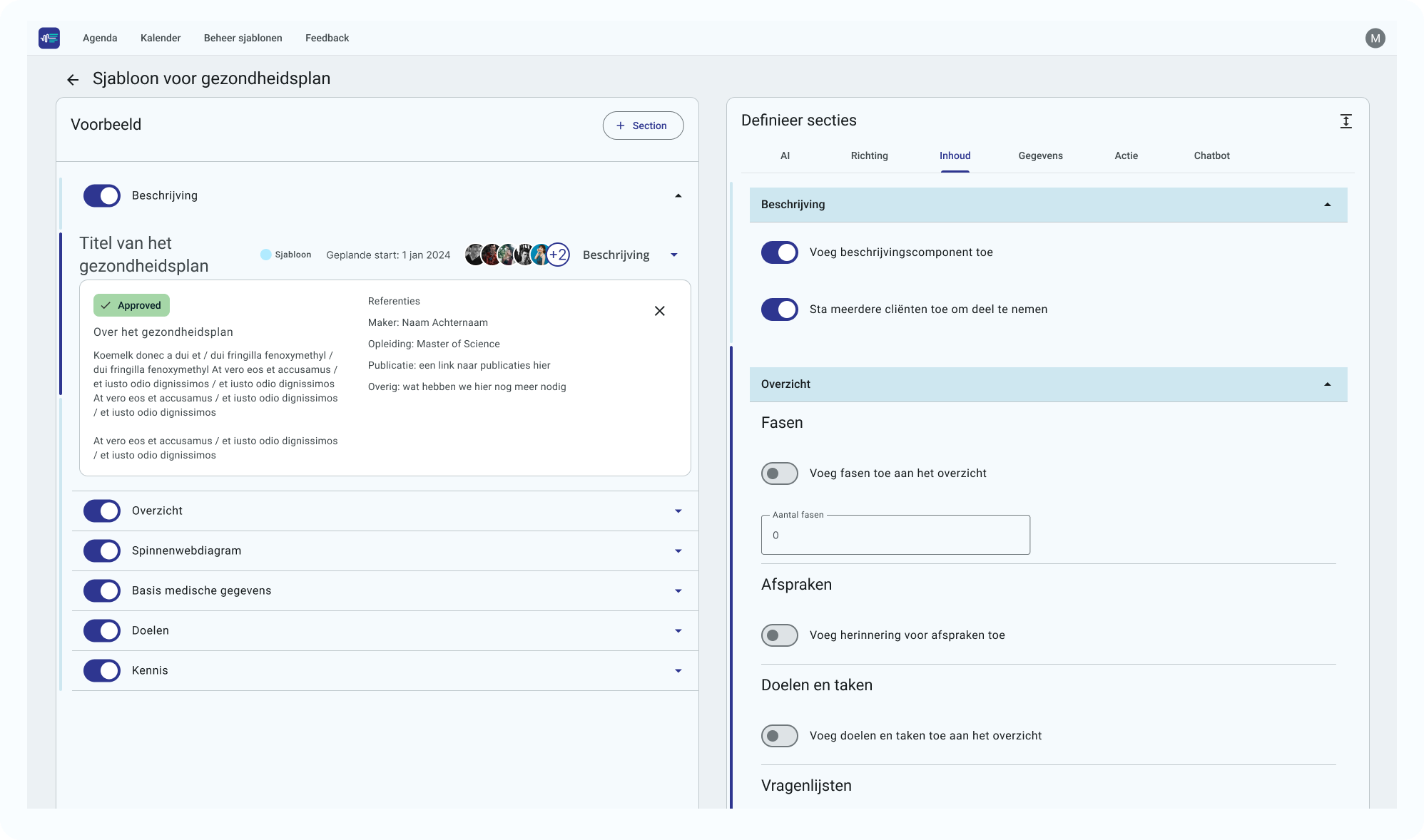 Sjablonen voor zorgverleners